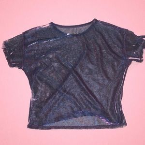 Fluorescent Rave Mesh Crop Shirt